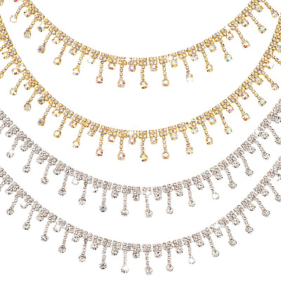 2 Yard 2 Style Glass Rhinestone Cup Chains FIND-PH0017-01-1