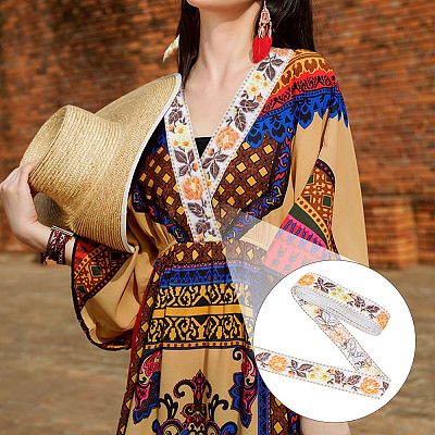 Ethnic Style Polyester Ribbons OCOR-WH0077-34D-1
