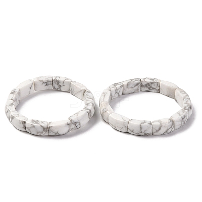 Natural Howlite Bead Stretch Bracelets for Women Men BJEW-C097-02A-06-1