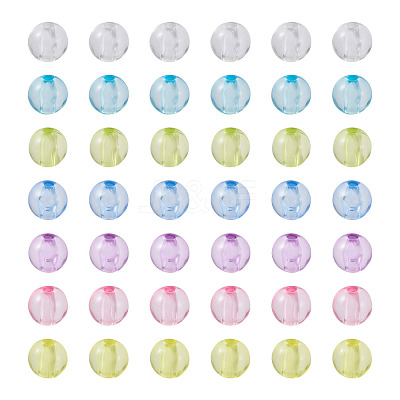560Pcs 7 Colors Transparent Acrylic Beads MACR-CW0001-10-1