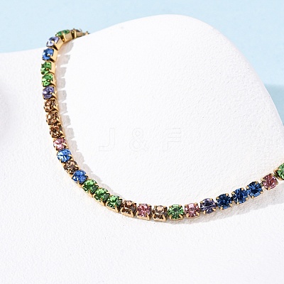 304 Stainless Steel Rhinestone Cup Chain Bracelets for Women BJEW-G753-01G-03-1