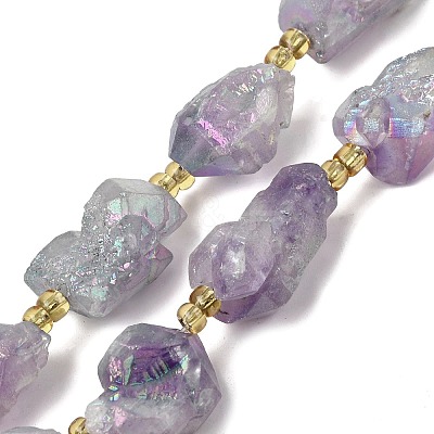 Electroplated Raw Rough Natural Amethyst Beads Strands G-Z131-J02-11-1