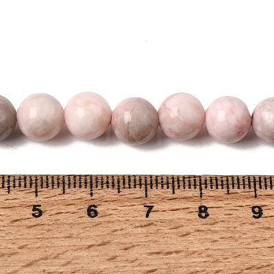 Natural Pink Zebra Jasper Round Bead Strands G-E334-8mm-11-1