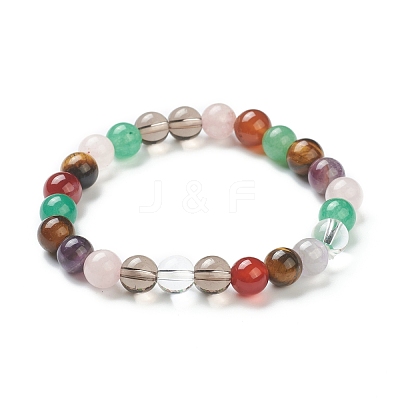 Natural Mixed Wealth Stone Beaded Stretch Bracelets BJEW-D446-C-39-1