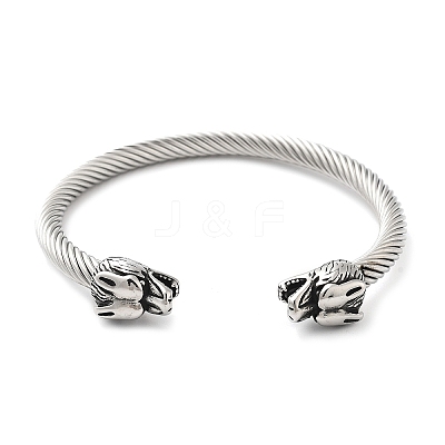 Viking 304 Stainless Steel Open Cuff Bangles for Men BJEW-U001-07J-AS-1