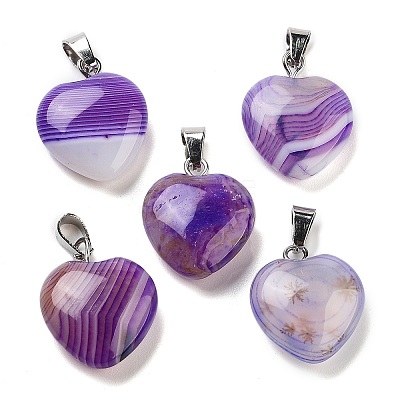 Natural Banded Agate Charms HEAR-PW0001-057-38-1