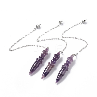Mixed Natural & Synthetic Gemstone Pointed Dowsing Pendulums AJEW-B020-06P-1