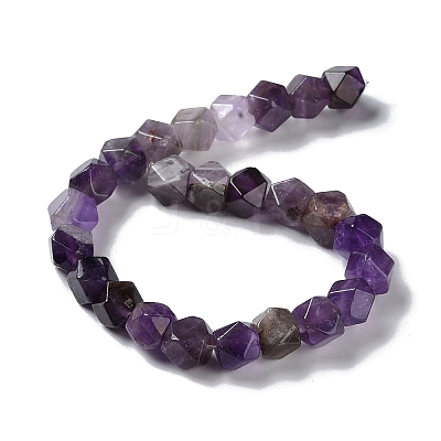 Natural Amethyst Star Cut Round Beads Strands G-M418-C01-01-1