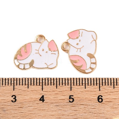 Light Gold Plated Alloy Enamel Pendants ENAM-Z017-13KCG-01-1