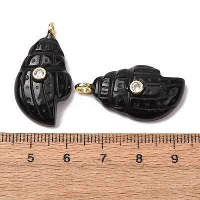 Natural Obsidian Carved Pendants G-H357-05G-03-1