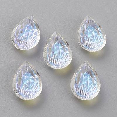 Embossed Glass Rhinestone Pendants GLAA-J101-05B-001SI-1