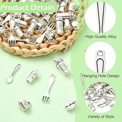 70Pcs 7 Styles Tibetan Style Zinc Alloy Pendants FIND-CJ0005-28-1