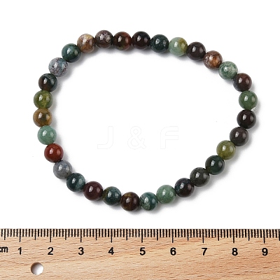 Natural Indian Agate Bead Stretch Bracelets X-BJEW-K212-A-010-1