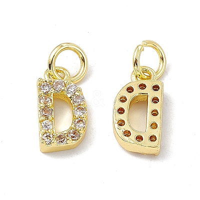 Real 18K Gold Plated Brass Micro Pave Clear Cubic Zirconia Charms KK-E068-VB452-D-1