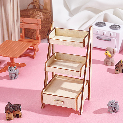 Mini Wood Storage Rack Furniture Model AJEW-WH0419-70-1