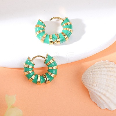 Enamel Striped Thick Hoop Earrings JE1110C-1