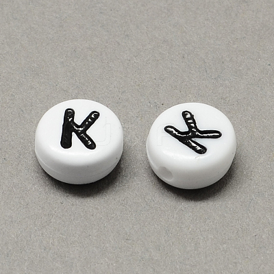 White and Black Acrylic Horizontal Hole Letter Beads SACR-Q101-01-1