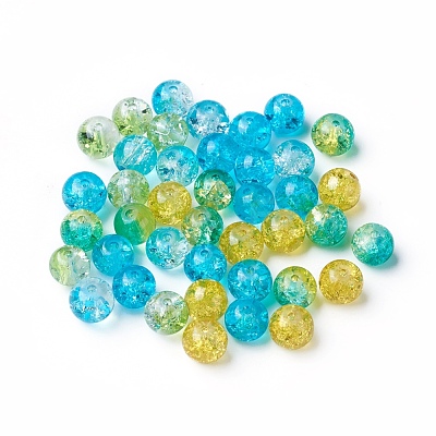 5 Colors Spray Painted & Baking Paint Crackle Glass Beads CCG-X0010-06-8mm-1