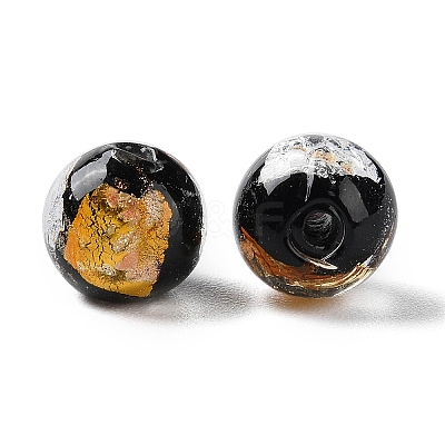 Handmade Gold & Silver Foil Lampwork Beads GLAA-G107-07B-09-1