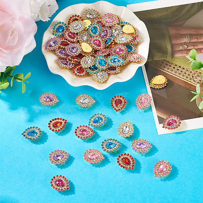 90Pcs 6 Colors Alloy Glass Cabochons FIND-TA0007-91-1