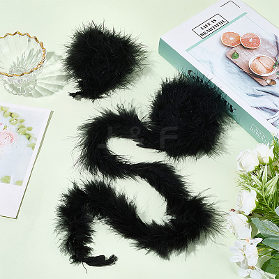 Turkey Feather Ornament Accessories AJEW-WH20018-91B-1