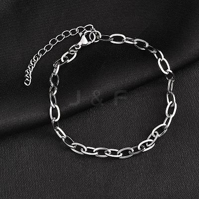 Non-Tarnish 304 Stainless Steel Cable Chain Bracelet for Men Women BJEW-E031-05C-P-1