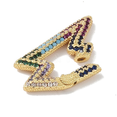 Rack Plating Brass Micro Pave Cubic Zirconia Twister Clasps KK-NH0002-15G-02-1