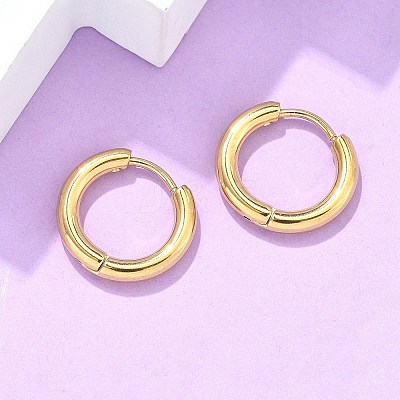 Ion Plating(IP) 304 Stainless Steel Huggie Hoop Earrings EJEW-F111B-16mm-G-1