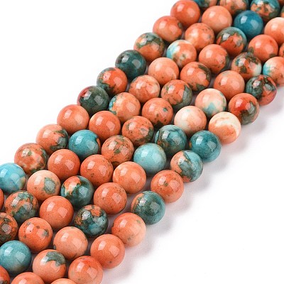 Synthetic Ocean White Jade Round Bead Strands G-M165-8mm-04-1