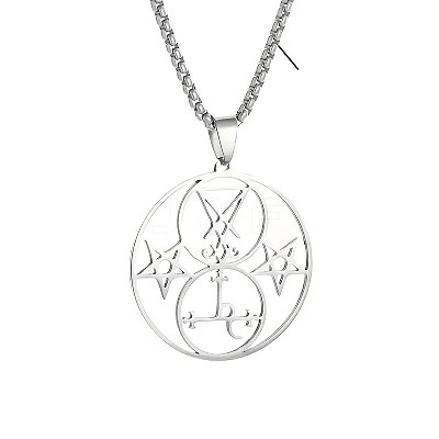 304 Stainless Steel Hollow Witchcraft Pentagram Pendant Necklaces FS-WGCC915-01-1
