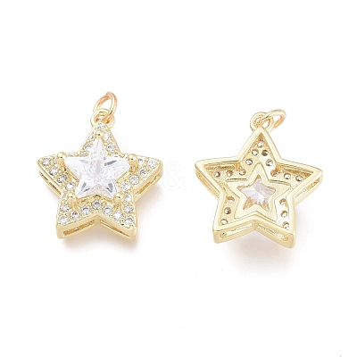 Brass Micro Pave Cubic Zirconia Pendants ZIRC-F114-10-G-1