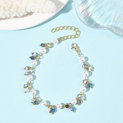 Natural Mixed Stone Faceted Round Beaded Chain Bracelets for Women BJEW-JB14248-1