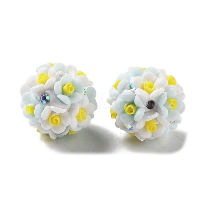 Luminous Polymer Clay Rhinestone Flower Beads RESI-C048-01A-1