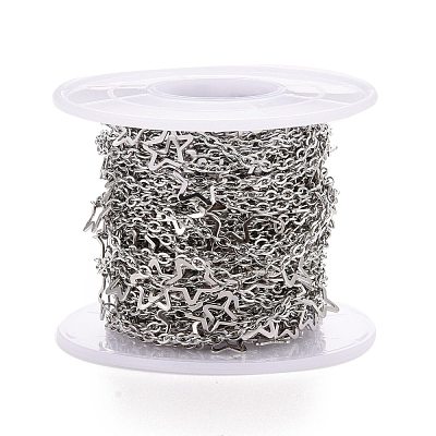 Tarnish Resistant 304 Stainless Steel Star Link Cable Chains CHS-E006-02P-1