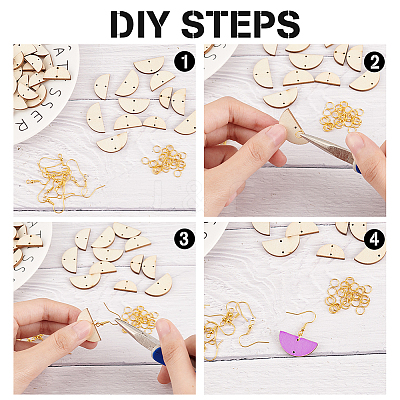 30 Sets 3 Sizes Undyed Wood Connector Charms WOOD-OC0002-94-1