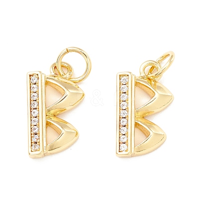 Rack Plating Eco-friendly Brass Micro Pave Clear Cubic Zirconia Charms KK-D072-01G-B-NR-1