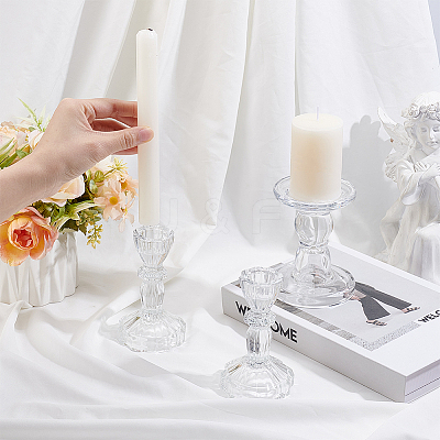 3Pcs 2 Styles Glass Candle Holders DJEW-HY0001-09-1