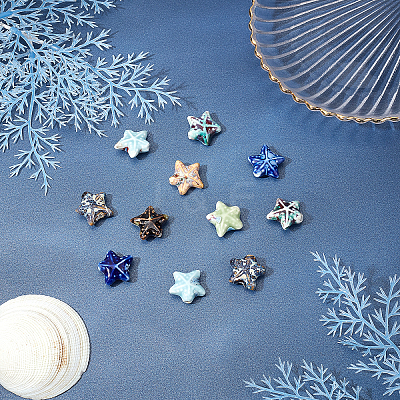 16 Pcs 8 Colors Handmade Porcelain Beads PORC-SC0001-03-1