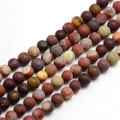 Frosted Natural Mookaite Round Bead Strands G-M064-6mm-11-1