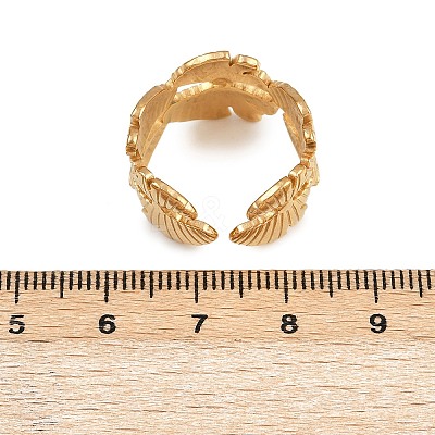 304 Stainless Steel Adjustable Open Cuff Rings for Women RJEW-K299-01G-1