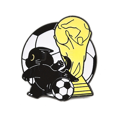Cat with Football Sport Enamel Pins JEWB-I052-05EB-01-1