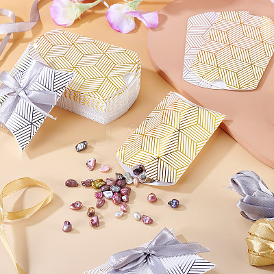 30 Sets 2 Colors Hot Stamping Pillow Cardboard Paper Printed Candy Boxes CON-TA0001-29-1