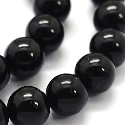 Natural Black Tourmaline Beads Strands G-G763-01-8mm-AB-1