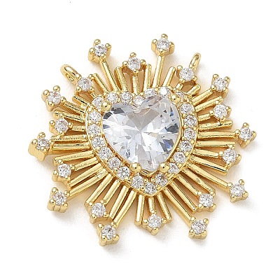 Brass Micro Pave Clear Cubic Zirconia Pendants CU-CBA4231-08G-1
