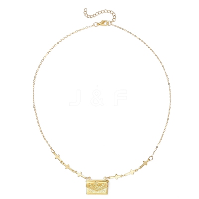 Brass Bag Locket Pendant Cross Link Chain Necklaces for Women NJEW-JN05838-1