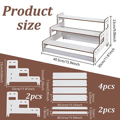 3-Tiers Wood Semicircle Dessert Display Risers ODIS-WH0030-183B-1