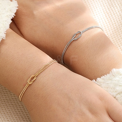 2Pcs Simple Alloy Love Knot Couple Bracelet Set PW-WGF0160-01-1