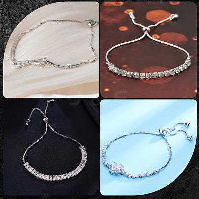 2Pcs 925 Sterling Silver Box Chain with Stop Beads & Loops STER-BBC0006-53-1