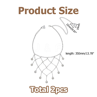 Alloy Crystal Rhinestone Multilayered Flower Tassel Shoulder Bra Body Chains AJEW-WH0752-575P-1