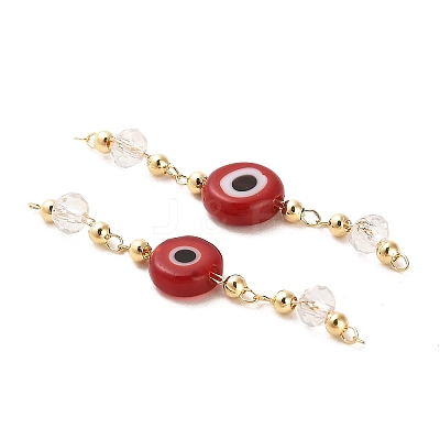 Handmade Evil Eye Lampwork with Glass Handmade Beaded Links Connectors KK-M266-09G-02-1